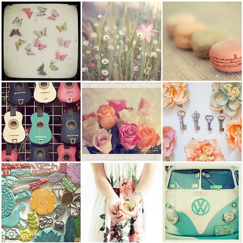 collage, flowers and girly