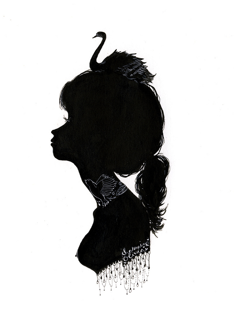 girl, illustration and ink