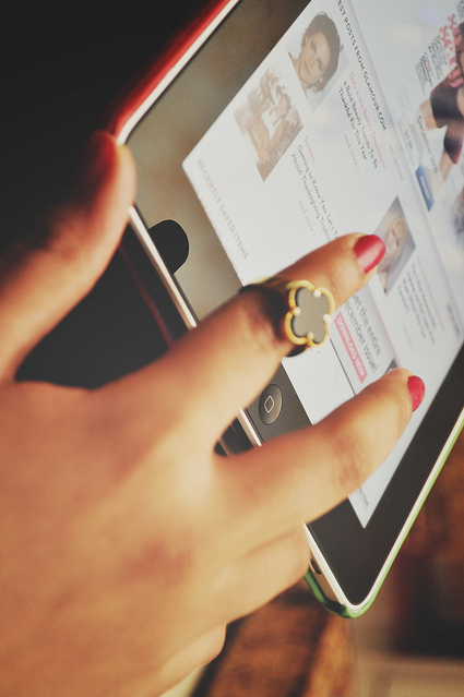 hand, ipad and nail polish