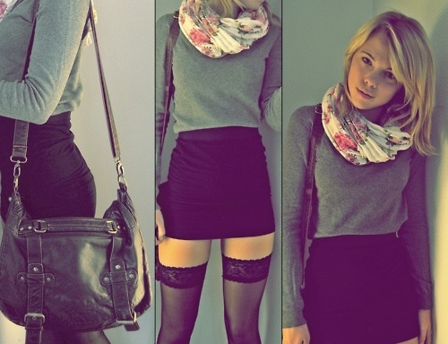 bag, black, fashion, floral, girl, gray