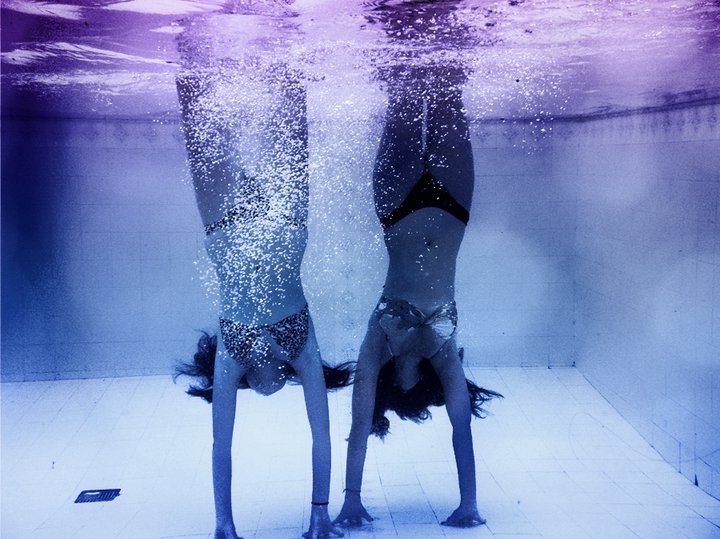 beach, bikini, blue, pool, purple, summer