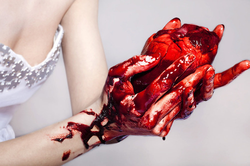 blood, girl and heart