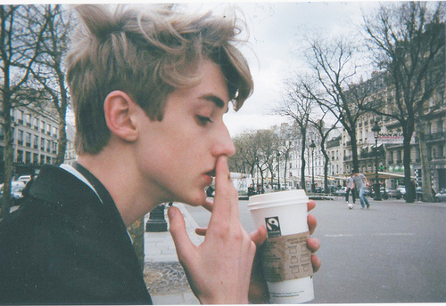 boy, cigarette and coffee