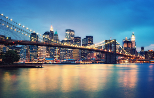 bridge, city, lights, new york city, photography