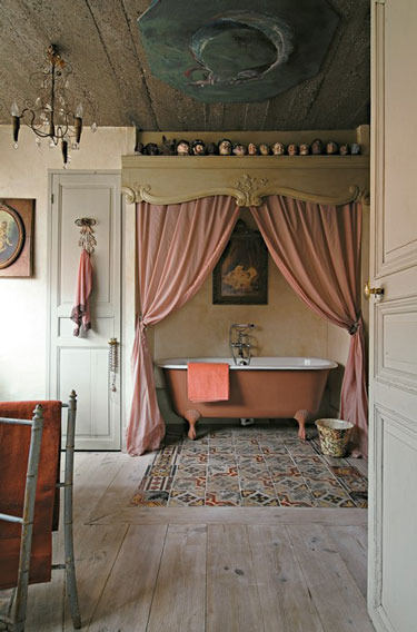 antique, bathroom and pink
