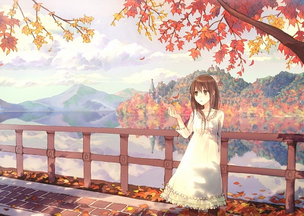 autumn, girl and illust