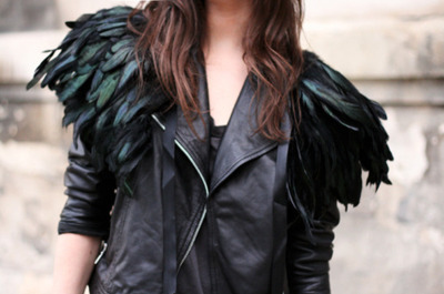 brunette,  fashion and  feathers