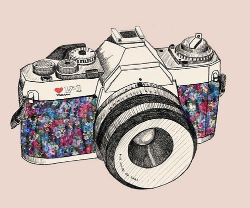 camera, girly and illustrations