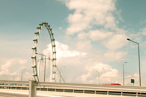 clouds, ferris wheel and flyer