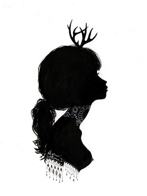 antlers, art, black and white, charmaine olivia, deer, illustration