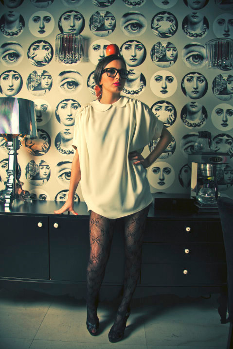 apple, diana enciu, dress, eyeglasses, girl, pink