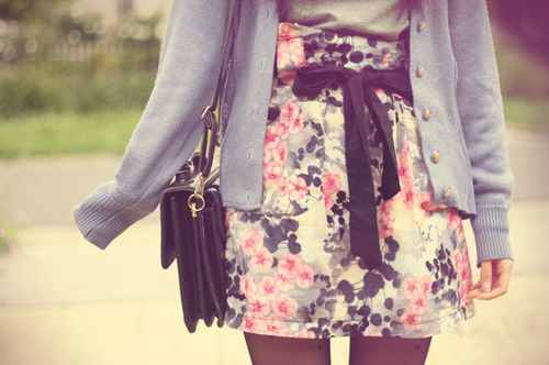 bag, bow, fashion, floral, flowers, girl