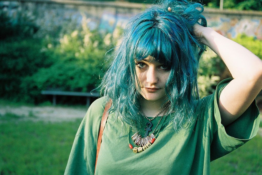 blue hair, colour and cool