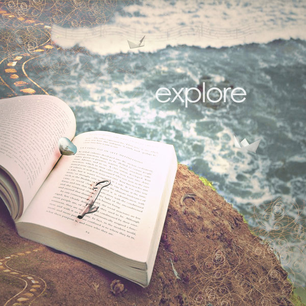 book, explore and heart