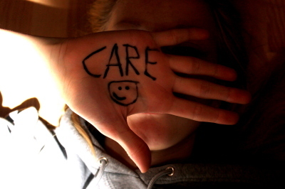 care,  careface and  hand