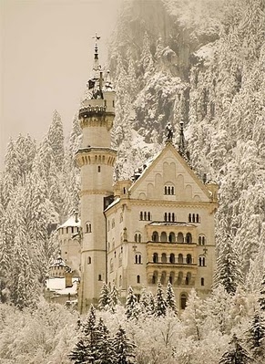 castle, fairytale and snow