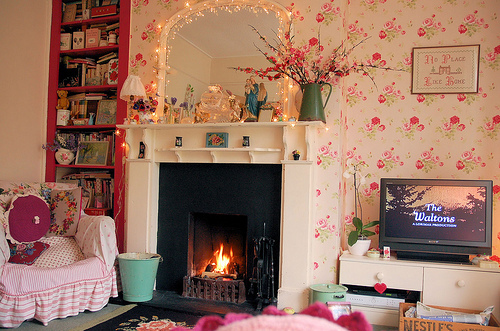 decor, fireplace and floral