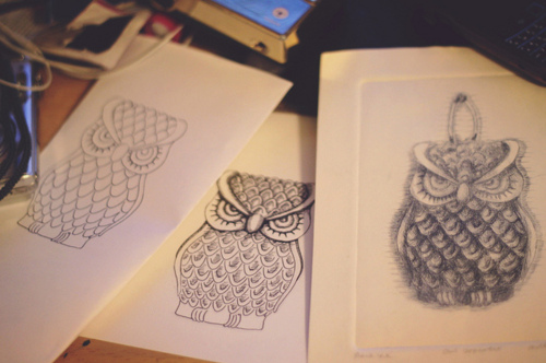 drawing, drawing owl and drawn owl