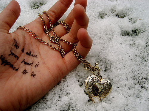hand, heart and locket