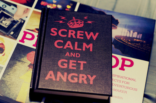 angry, book and calm
