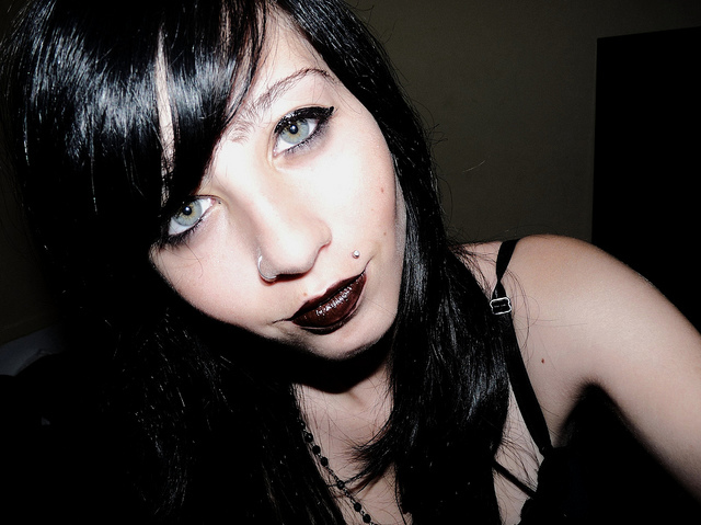black, black hair and black lipstick