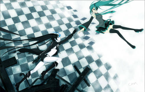 black rock shooter,  brs and  hatsune