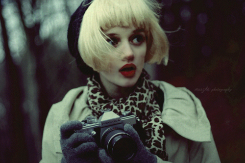 blonde, camera and expression