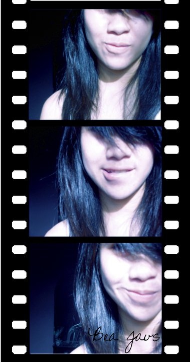 blue, filmstrip and hair