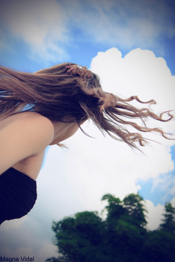 blue sky, gravity, hair, movement, sky
