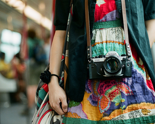 camera, colourful and dress