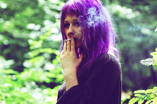 cigarette, girl and hair