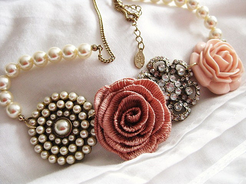 necklace, pearls and pink