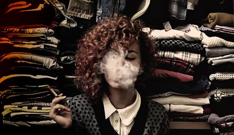 cigarette, clothes and curly