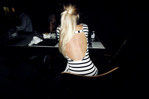 backless, blonde and fashion