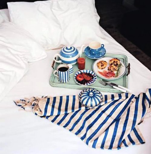 bed, blue and breakfast