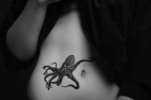 belly, octopus and octopus tattoo