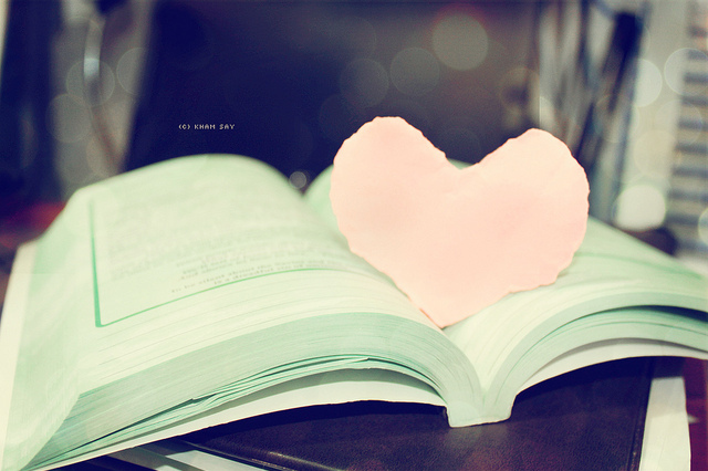 book, green and heart