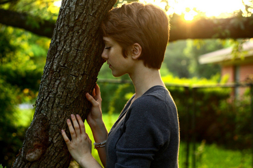 cute, girl, hair, lonely, nature, pixie cut