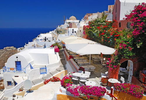 flowers, gorgeous, greece, horizon, hot, island