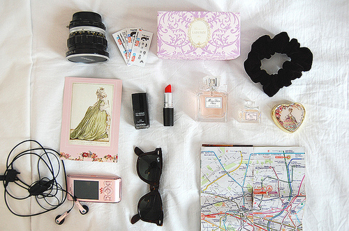 girl, lipstick and map