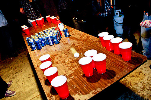 alcohol, beer and beer pong