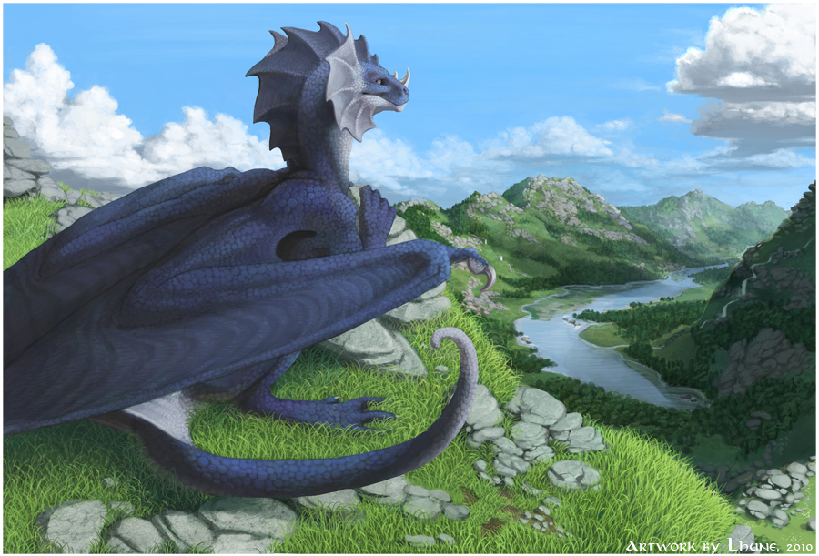 art, blue and dragon