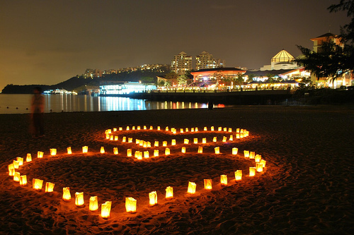 beach, candle and city