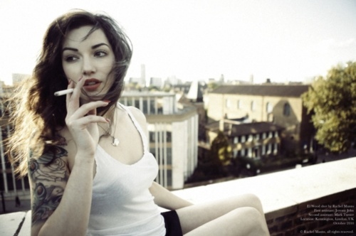 beautiful, cigarette, girl, pretty, red lips, red nails