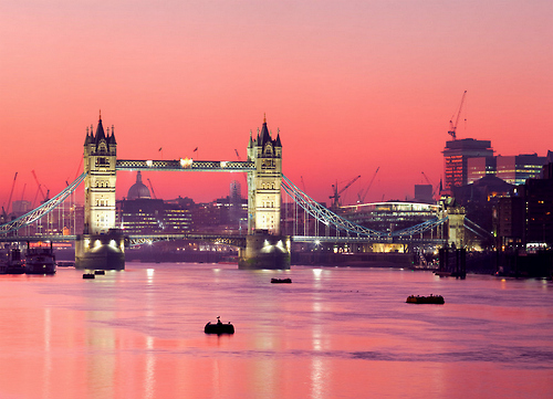 bridge, london and night