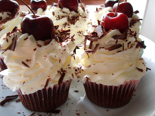 cherry, cream and cupcakes