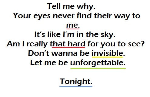 invisible, love and lyrics