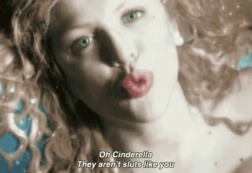 blonde, caption, courtney love, hole, red, red lipstick