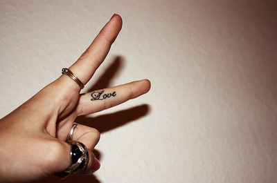 finger,  finger tattoo and  love