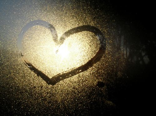 frost, glass and heart